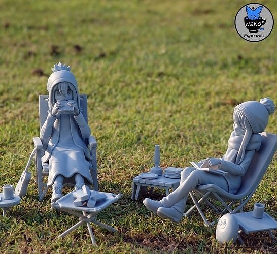 Rin and Nadeshiko - Laid Back Camp Anime Figure for 3D Printing 3D print model 6