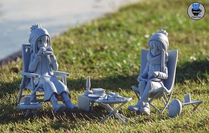 Rin and Nadeshiko - Laid Back Camp Anime Figure for 3D Printing 3D print model 2