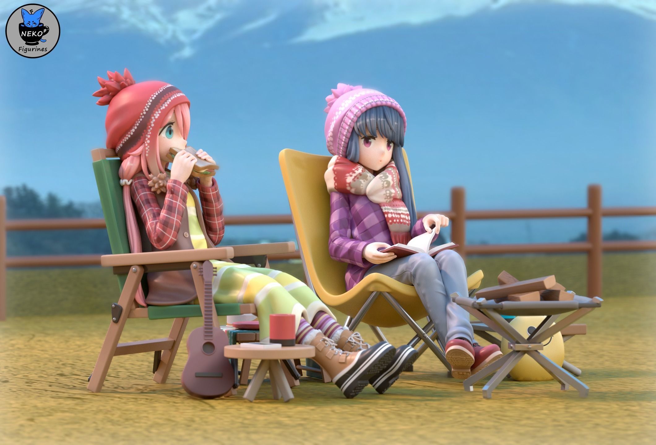Rin and Nadeshiko - Laid Back Camp Anime Figure for 3D Printing 3D print model_12