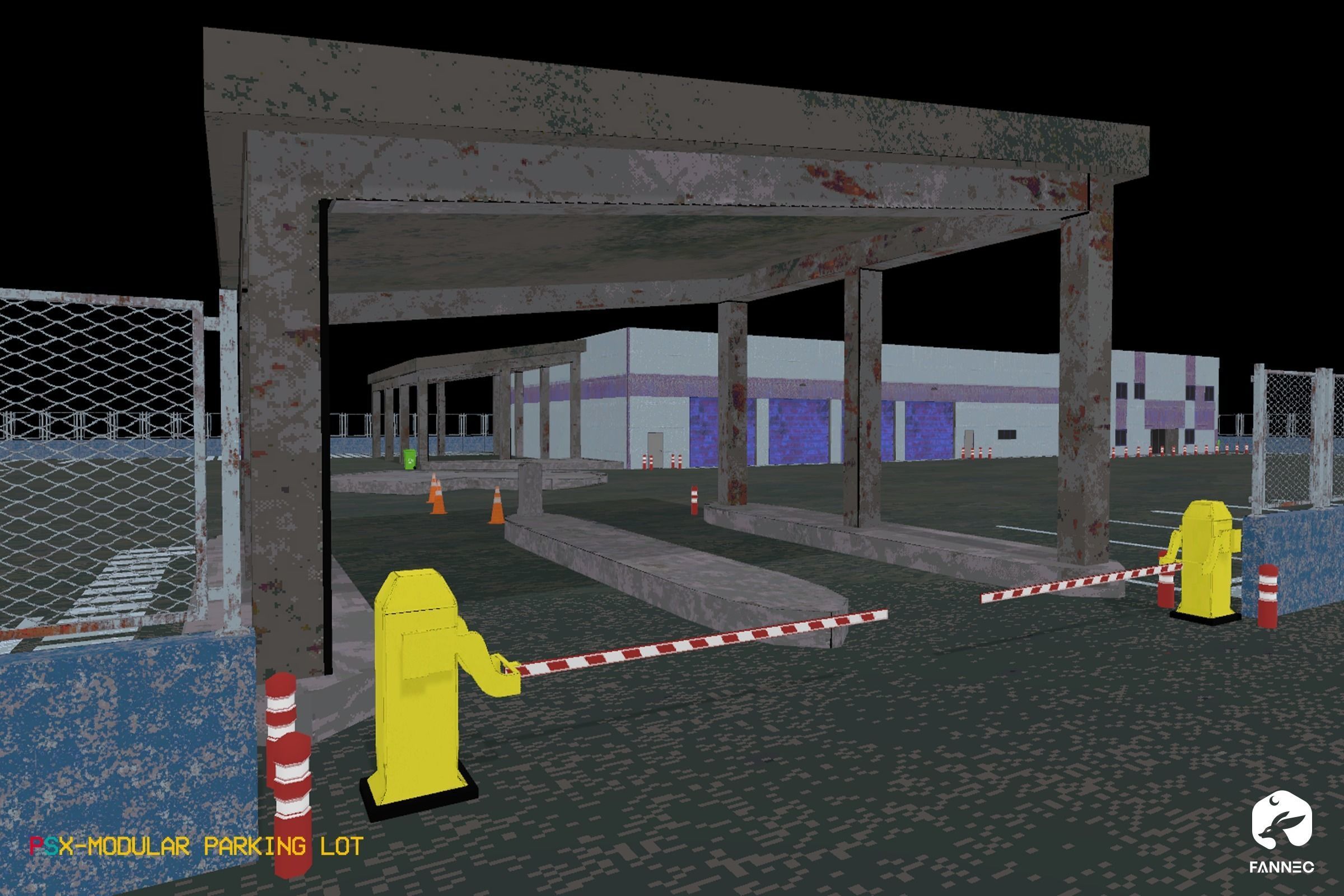 PSX Edition - Modular Parking Lot Low-poly 3D model_1