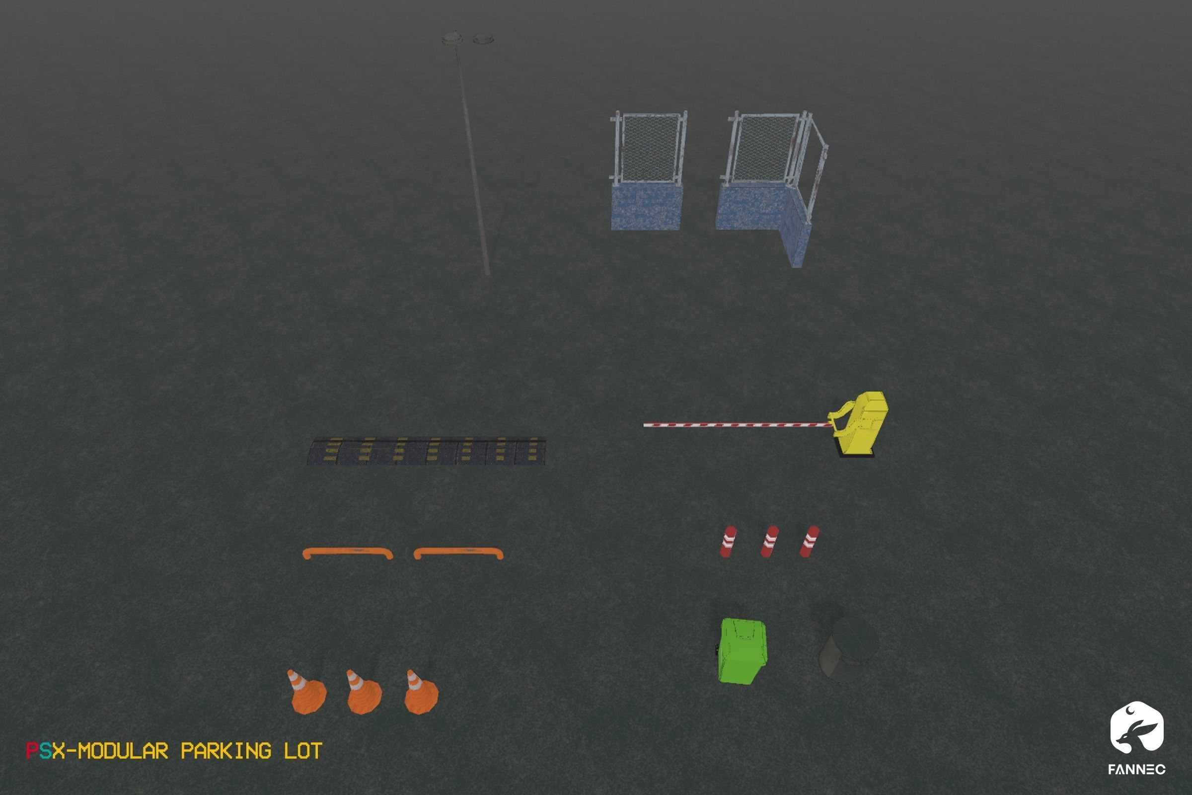 PSX Edition - Modular Parking Lot Low-poly 3D model_5