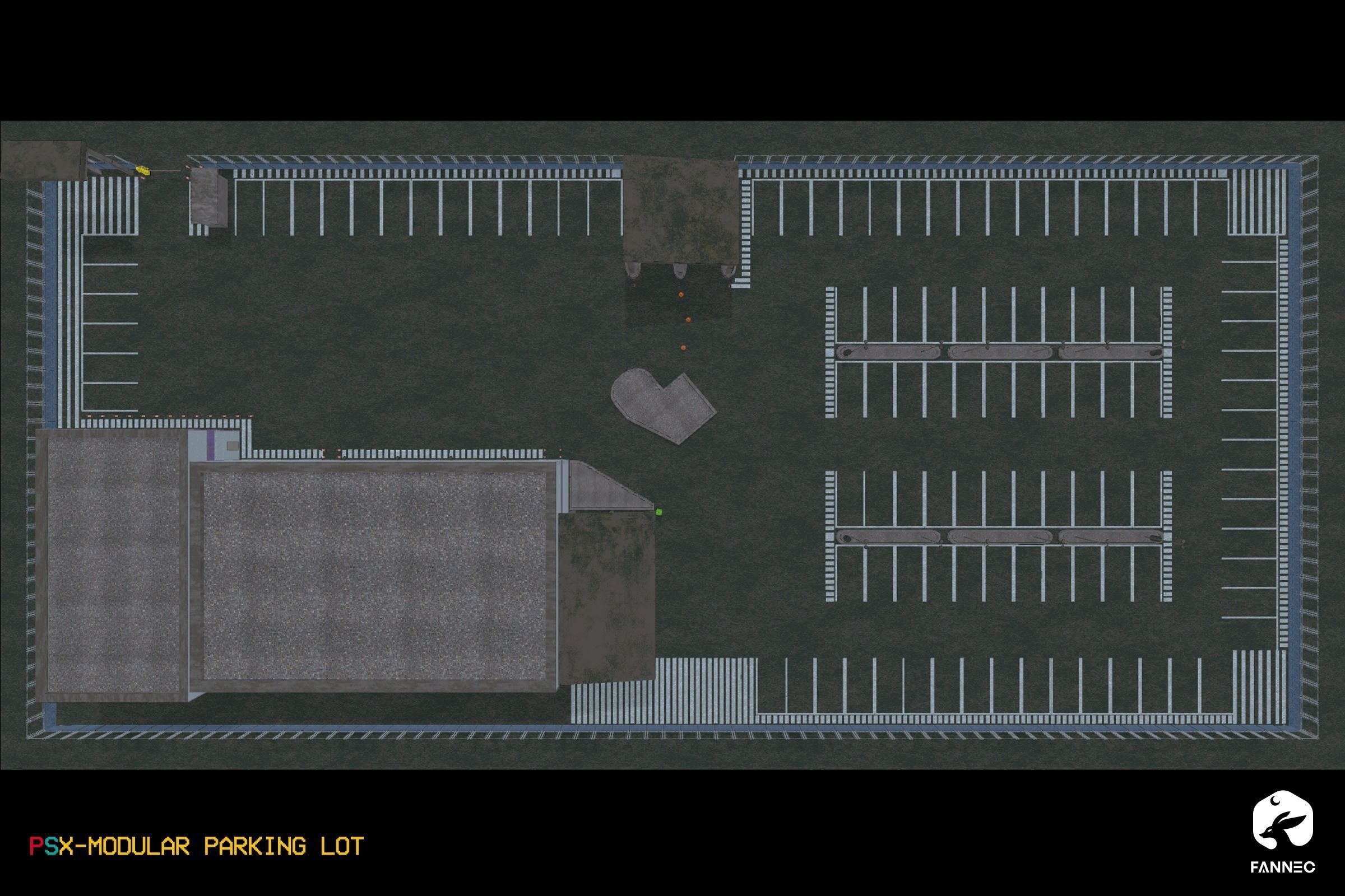 PSX Edition - Modular Parking Lot Low-poly 3D model_7