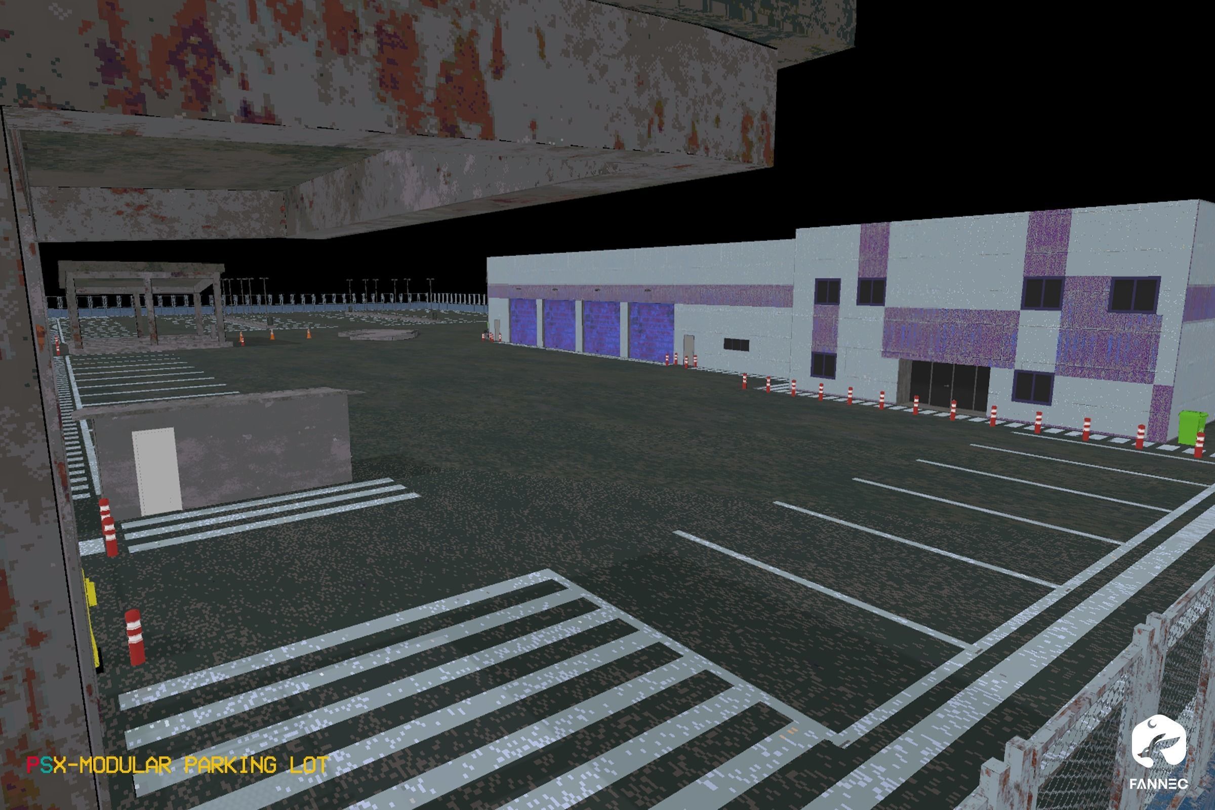 PSX Edition - Modular Parking Lot Low-poly 3D model_2