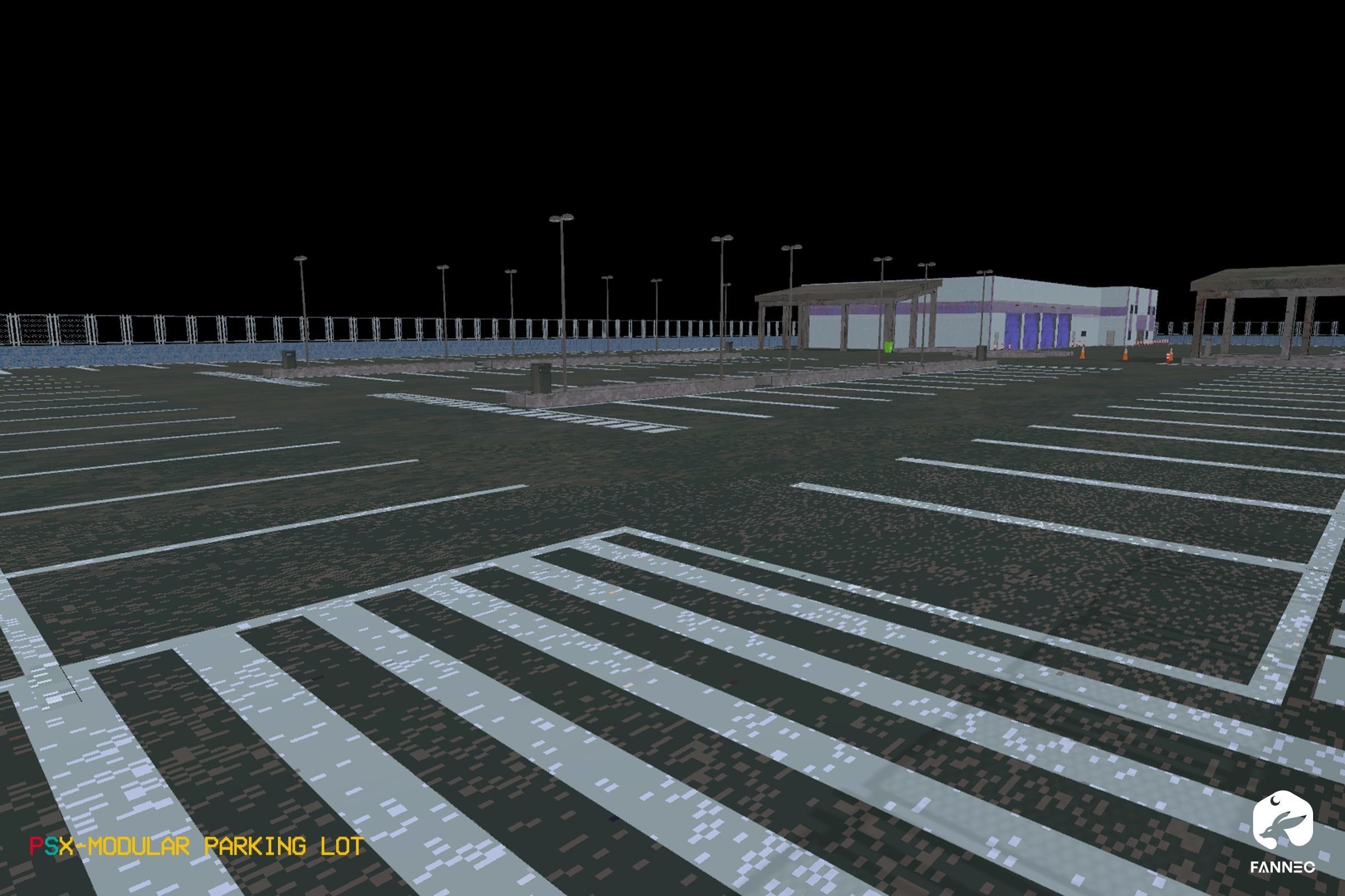 PSX Edition - Modular Parking Lot Low-poly 3D model_3