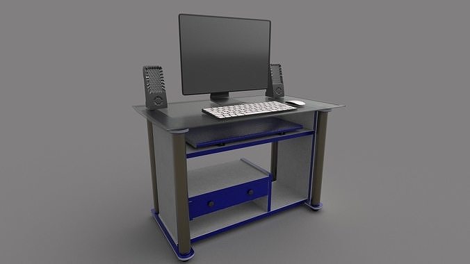 Computer Office Table  Low-poly 3D model