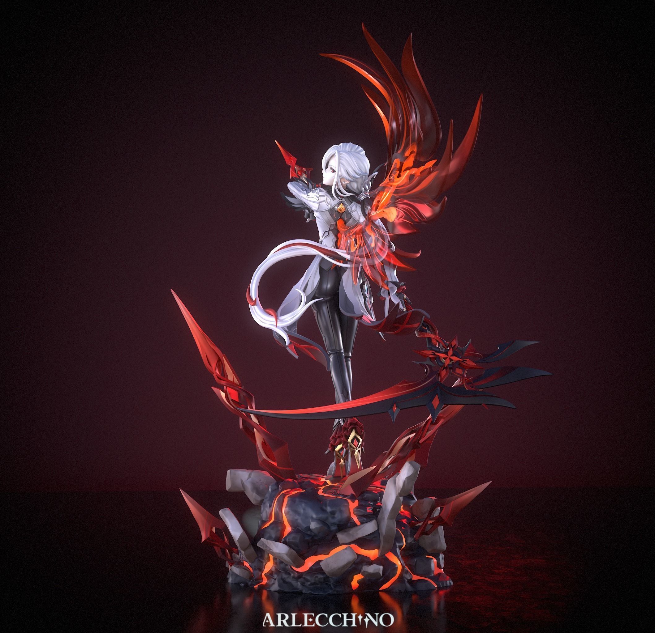 Arlecchino - Genshin Impact Game Figure for 3D Printing 3D print model_6