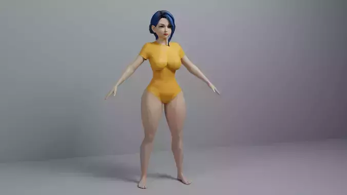 Beautiful Cartoon 3D Girl Character low poly
