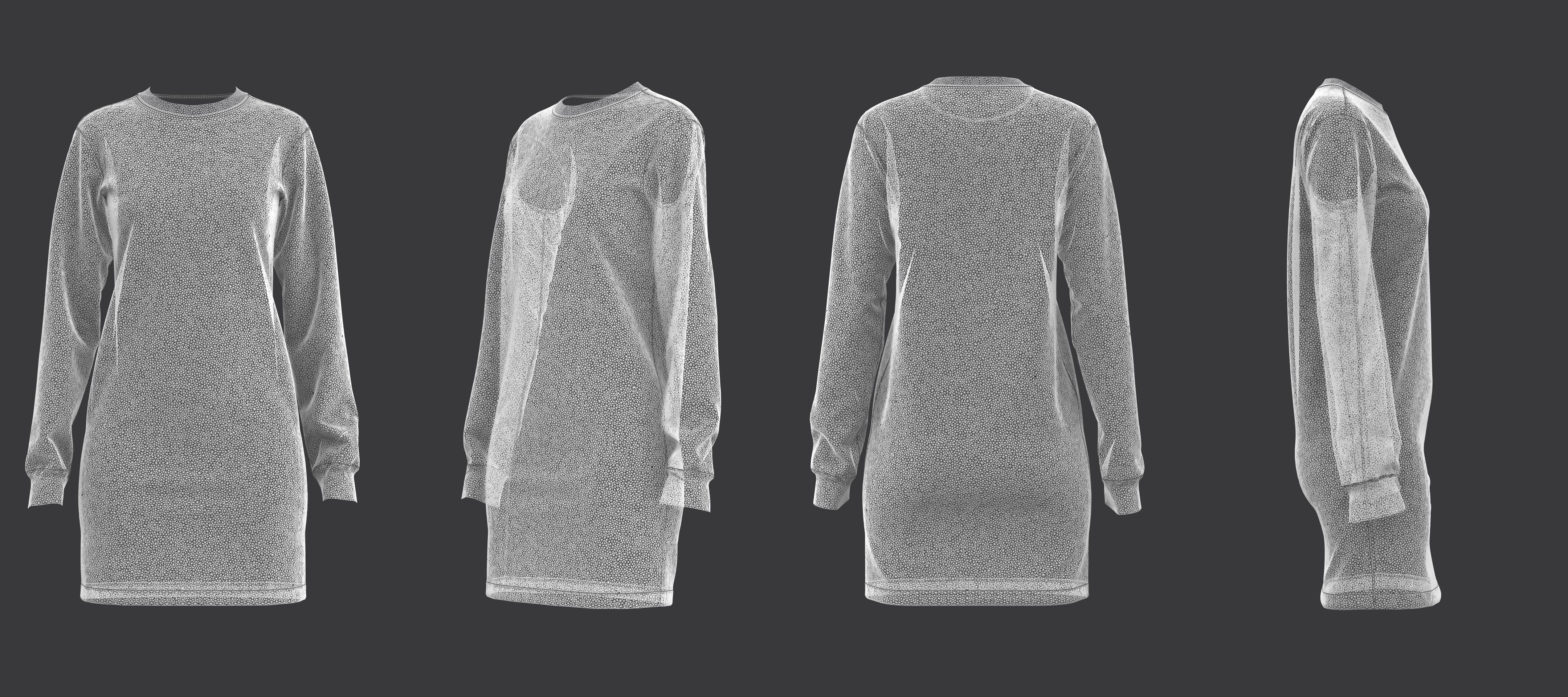 Quilted Knit Dress 3D model_7