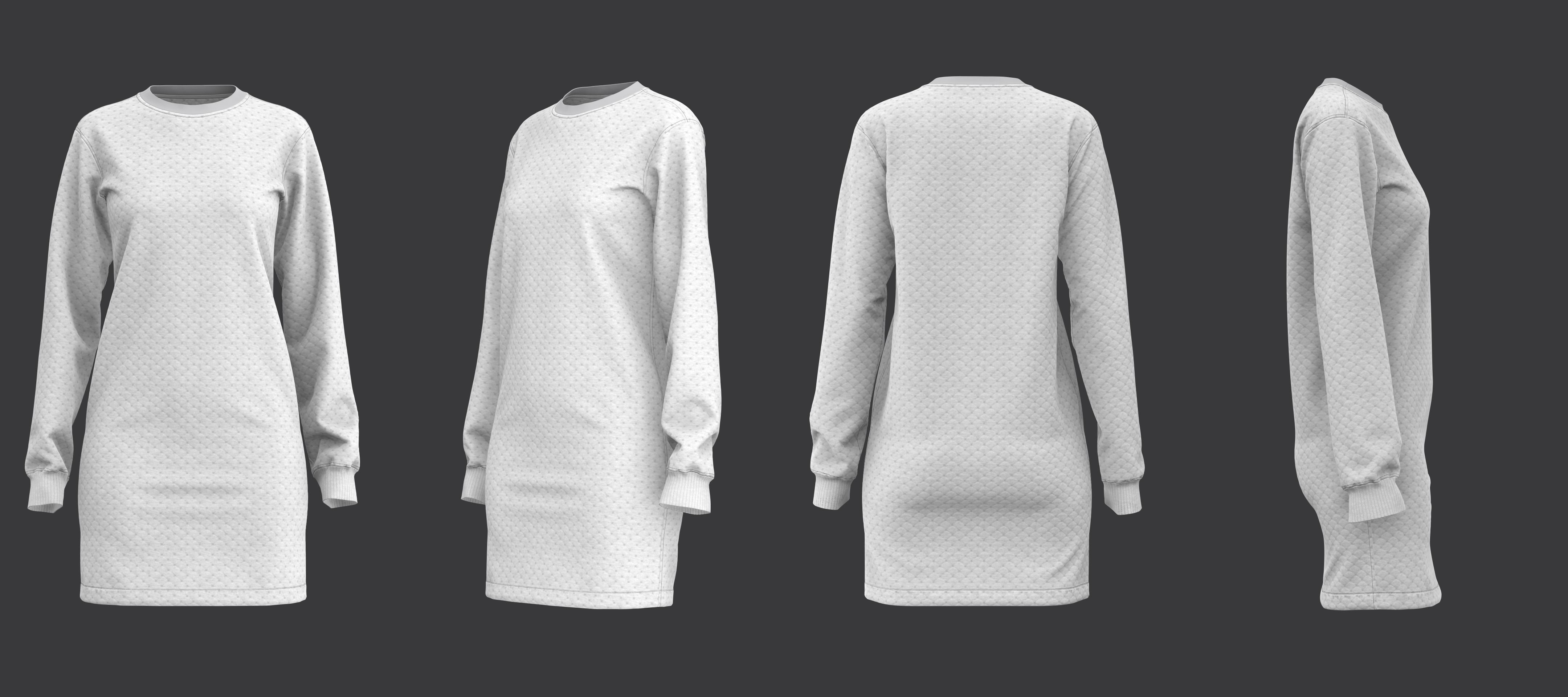 Quilted Knit Dress 3D model_6
