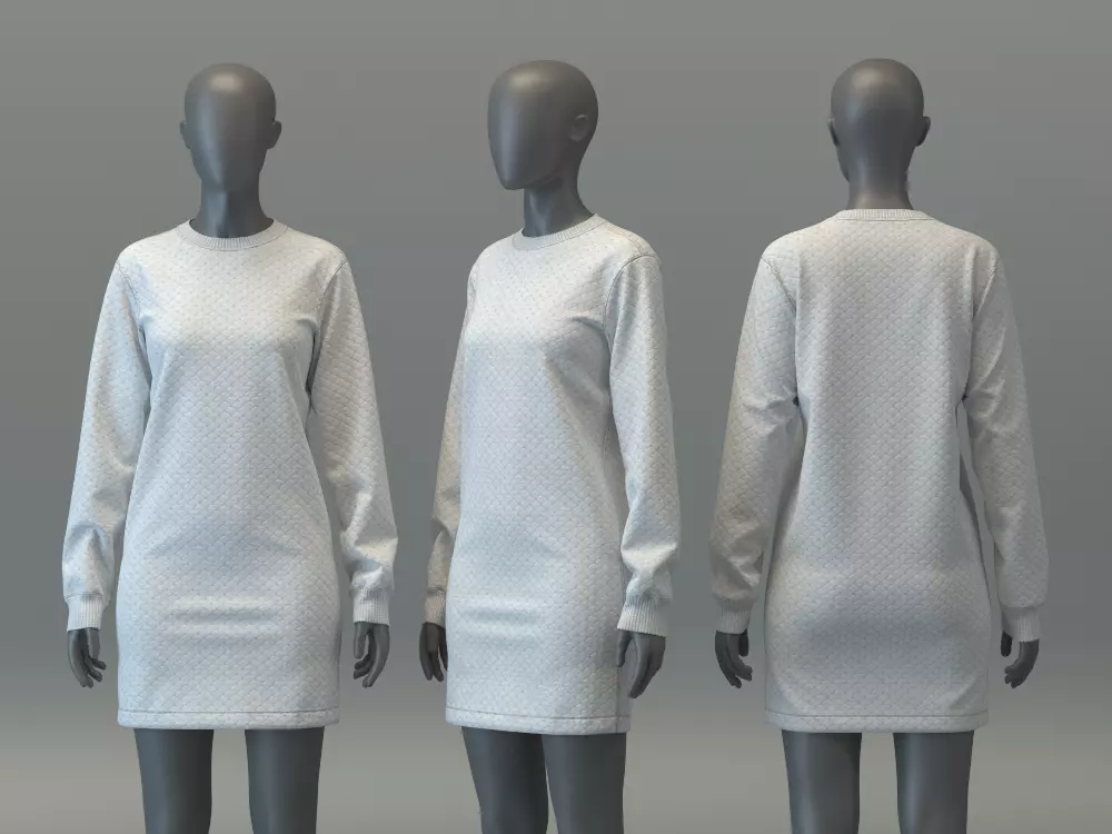 Quilted Knit Dress 3D model_0