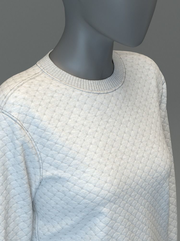 Quilted Knit Dress 3D model_3