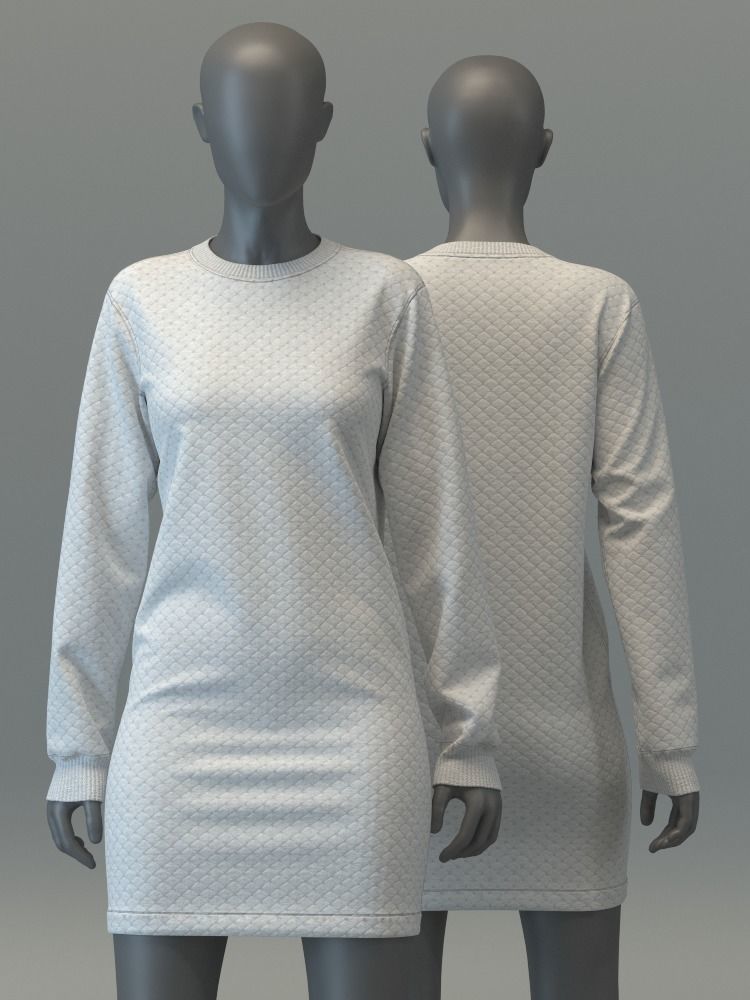 Quilted Knit Dress 3D model_2