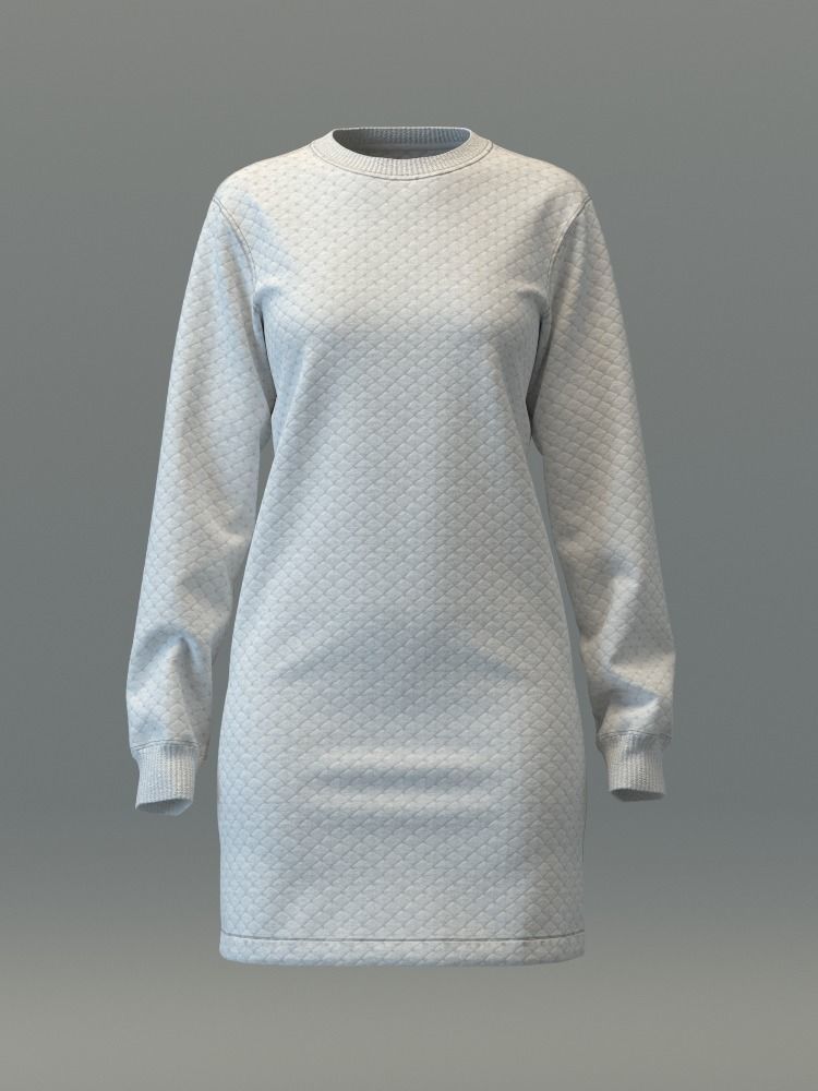 Quilted Knit Dress 3D model_4