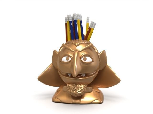 Count Von Count Sesame Street Pencil etc holder STL 3D print model_8