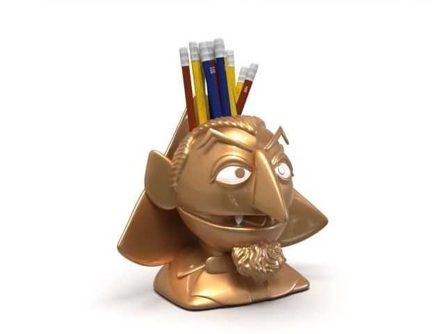Count Von Count Sesame Street Pencil etc holder STL 3D print model_11