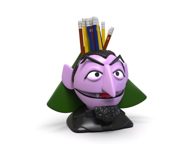 Count Von Count Sesame Street Pencil etc holder STL 3D print model_4