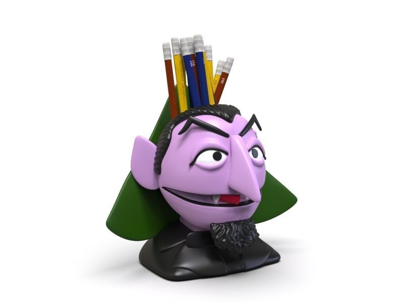 Count Von Count Sesame Street Pencil etc holder STL 3D print model_5