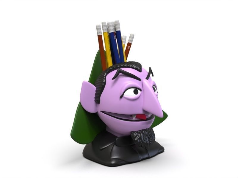 Count Von Count Sesame Street Pencil etc holder STL 3D print model_6