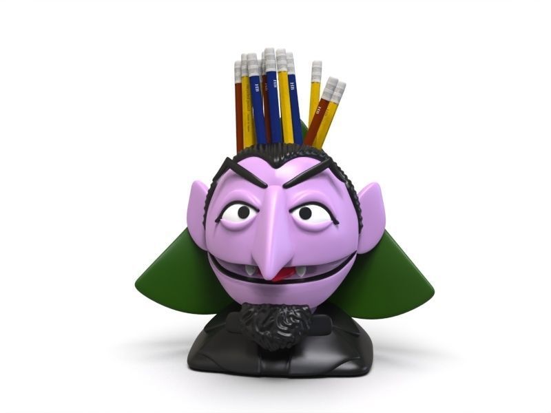 Count Von Count Sesame Street Pencil etc holder STL 3D print model_2
