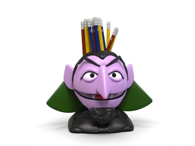 Count Von Count Sesame Street Pencil etc holder STL 3D print model_3