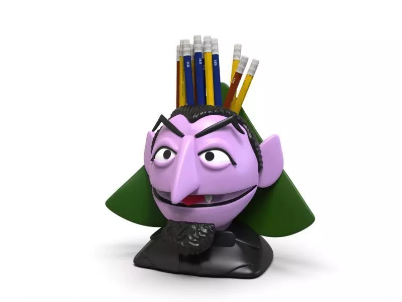 Count Von Count Sesame Street Pencil etc holder STL 3D print model_0