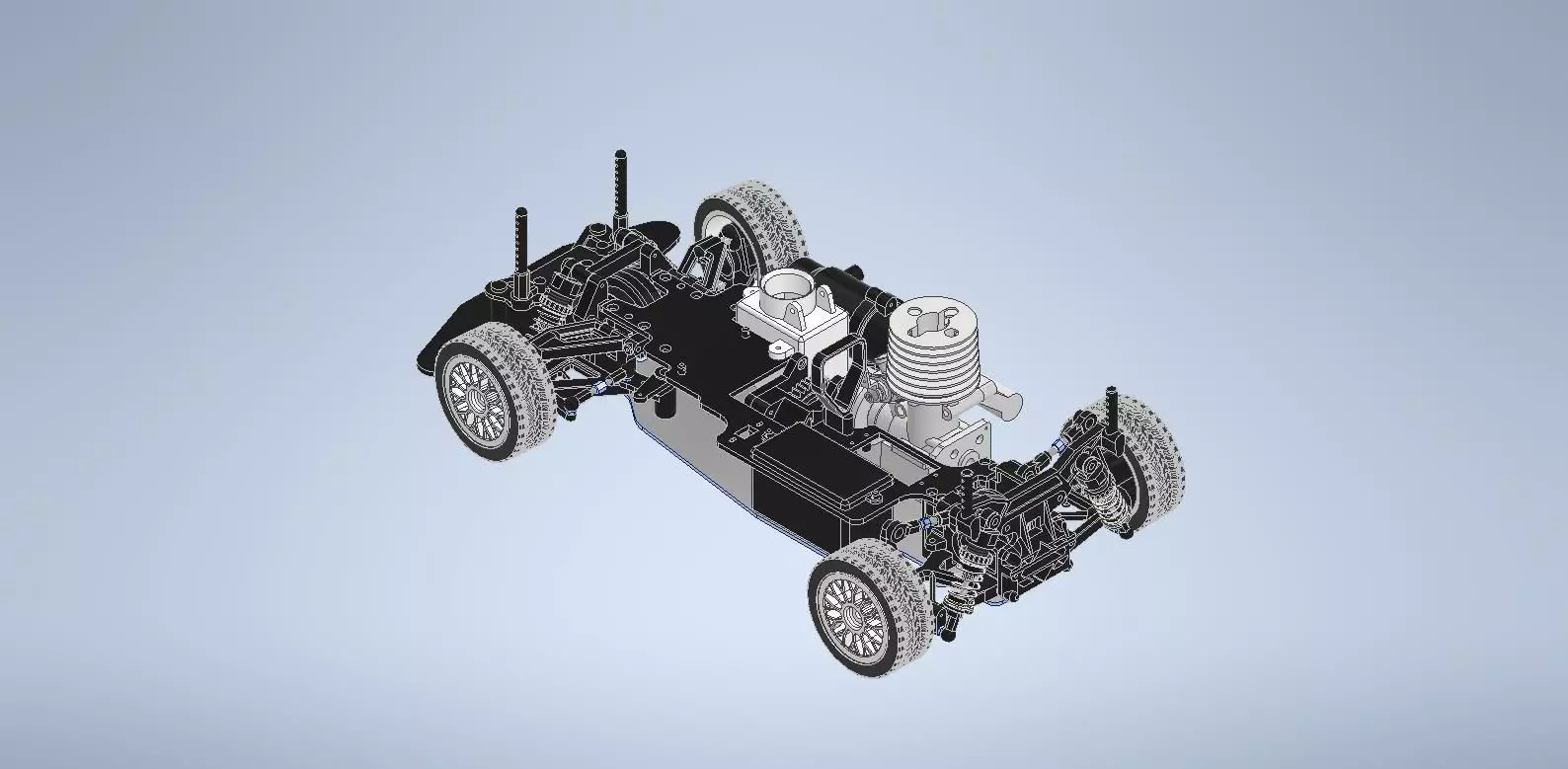 1 in 10 scale nitro 4wd radio controlled touring car 3D print model