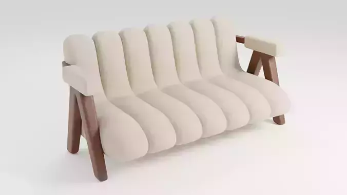 Sofa with Japanese touches in Wabi-Sabi style