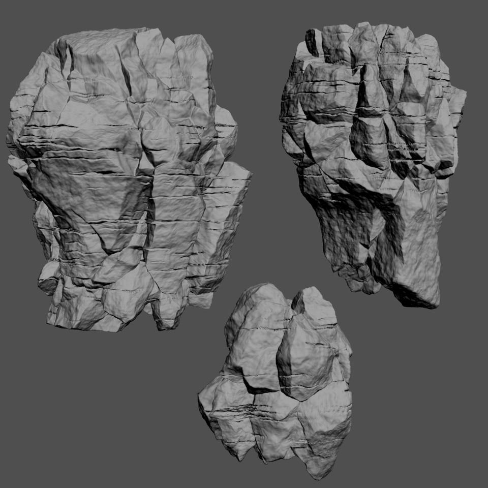 Rock Face Cliff Blocks 01 3D model_7