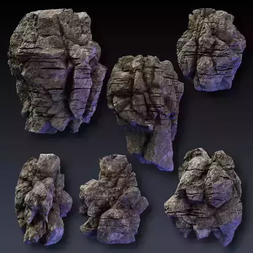 Rock Face Cliff Blocks 01 3D model