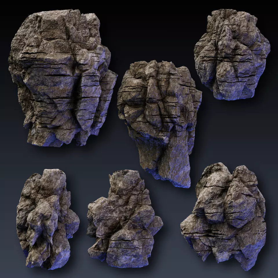 Rock Face Cliff Blocks 01 3D model_0