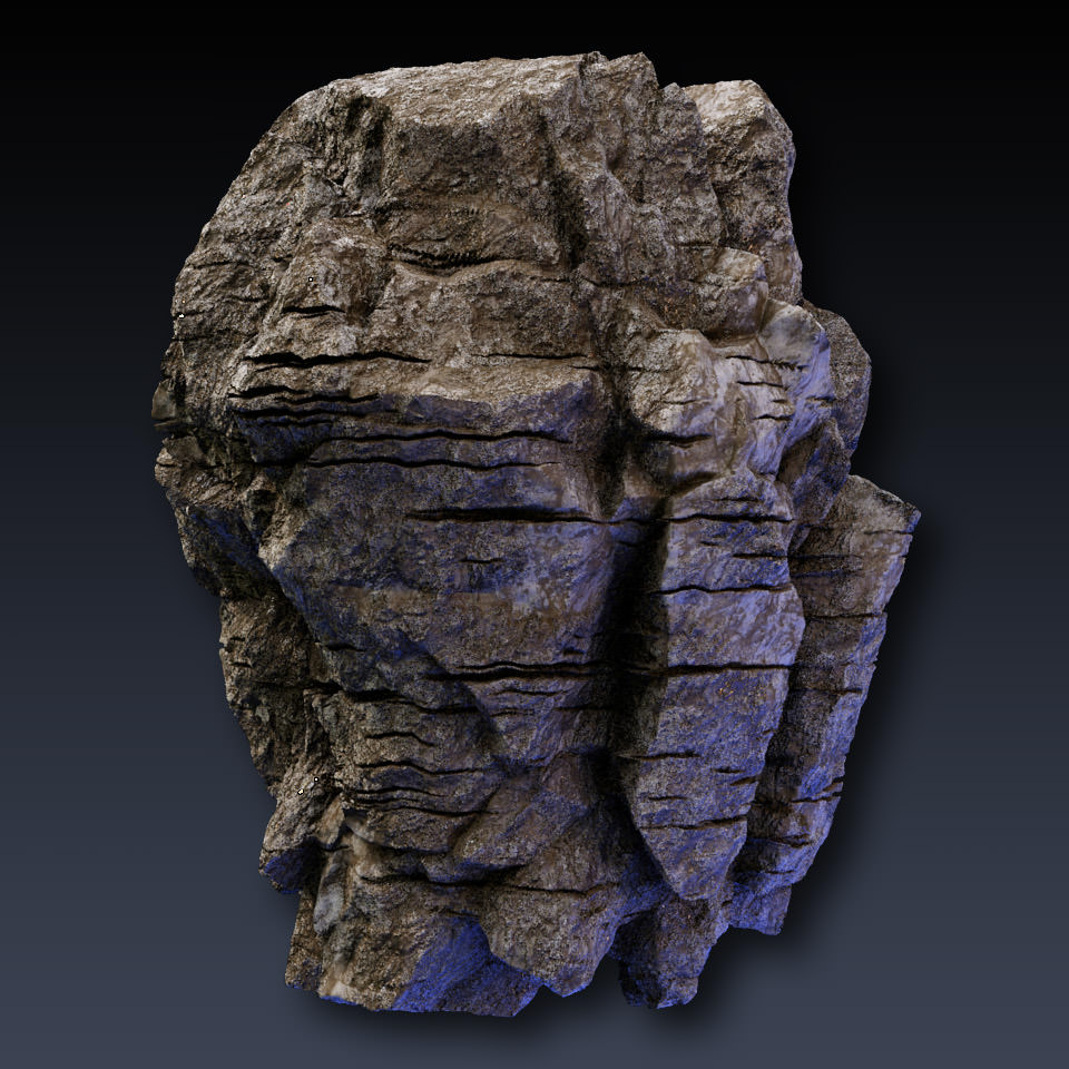 Rock Face Cliff Blocks 01 3D model_1