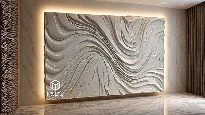 decor set wall panel relief mural CNC 19 3D print model
