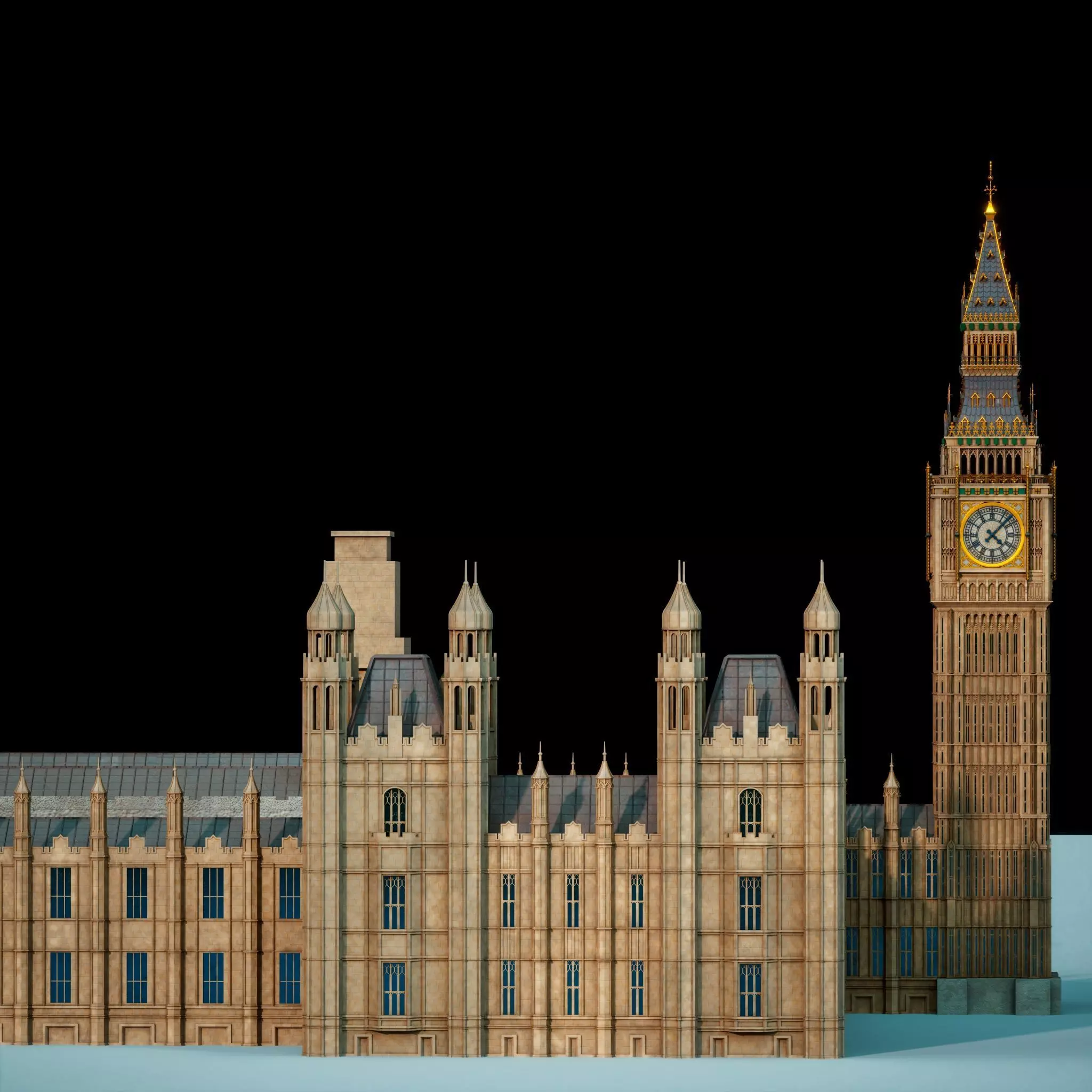 Palace of Westminster and Big Ben 3D model_0