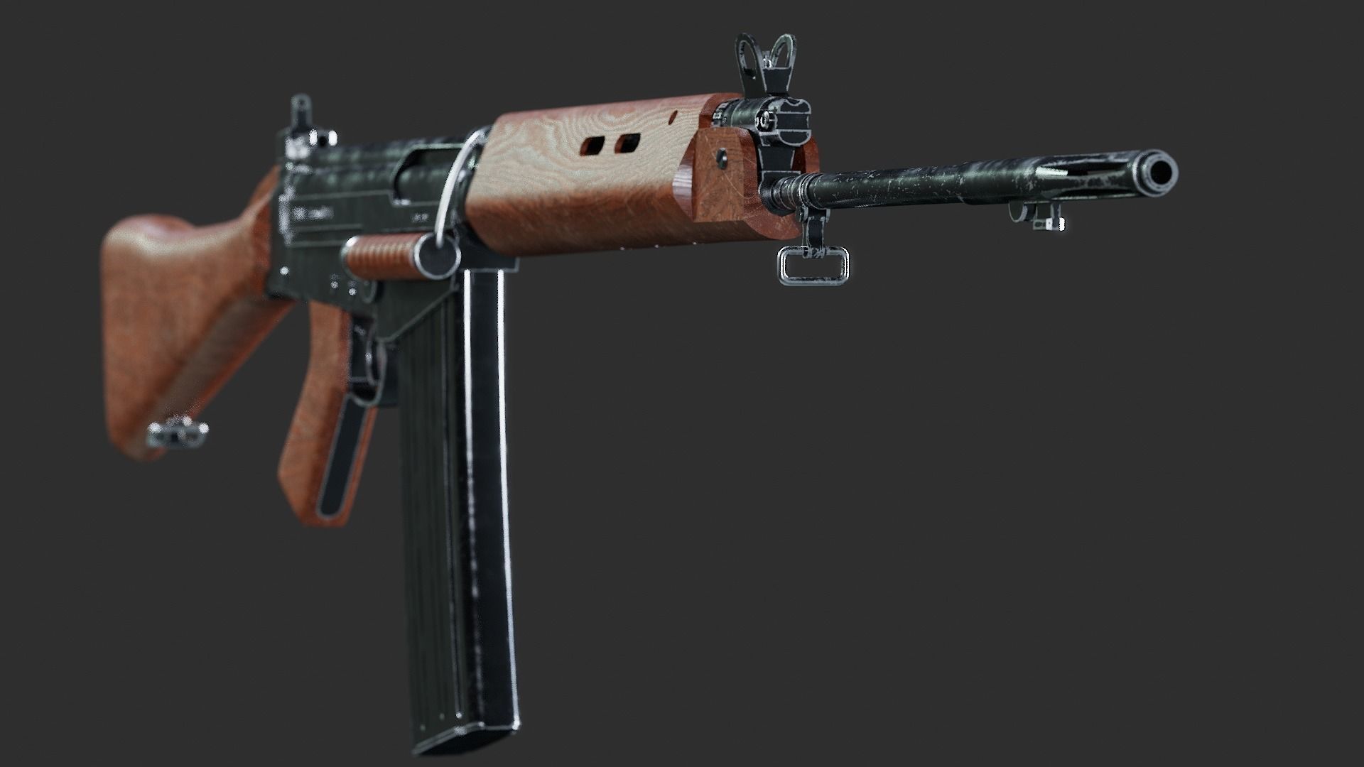 L1A1 Rifle Low-poly 3D model_3