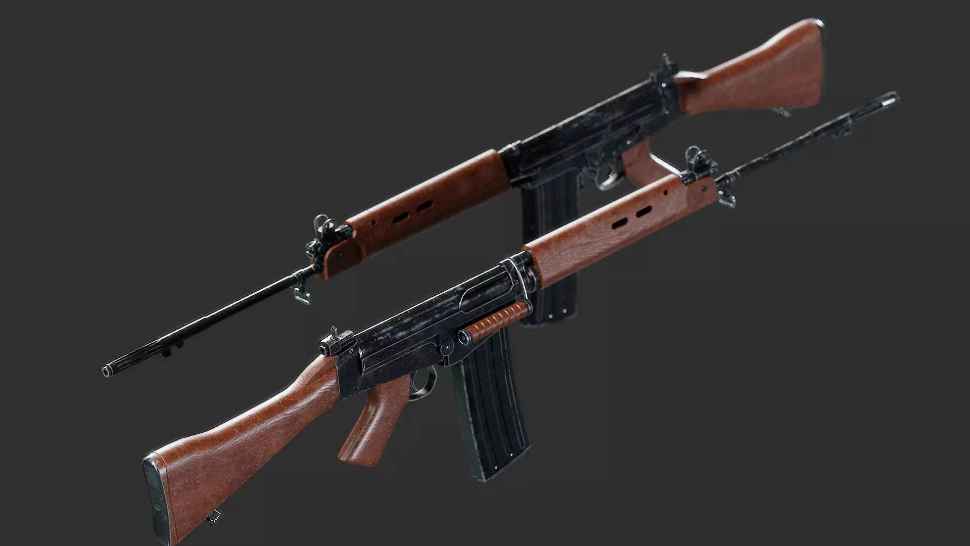 L1A1 Rifle Low-poly 3D model_0