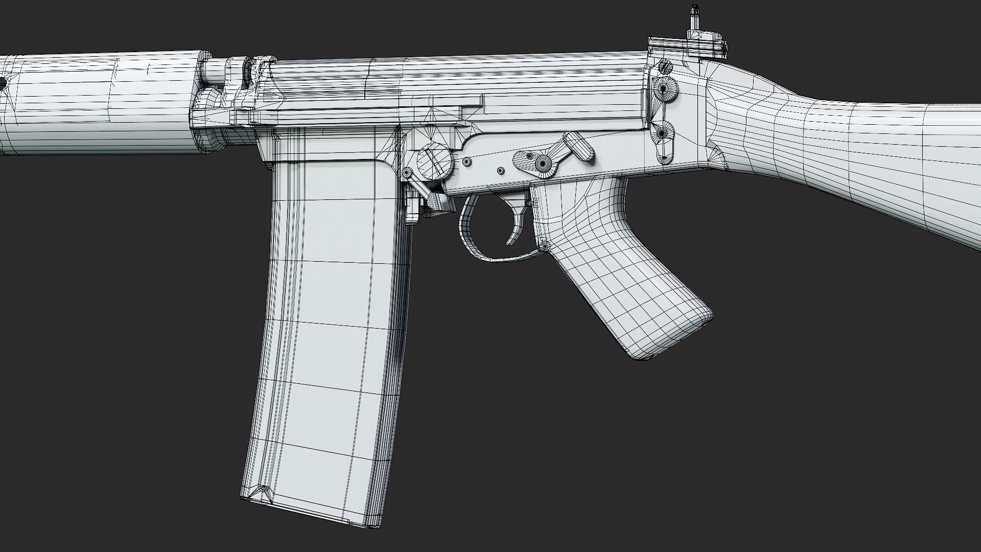 L1A1 Rifle Low-poly 3D model_10