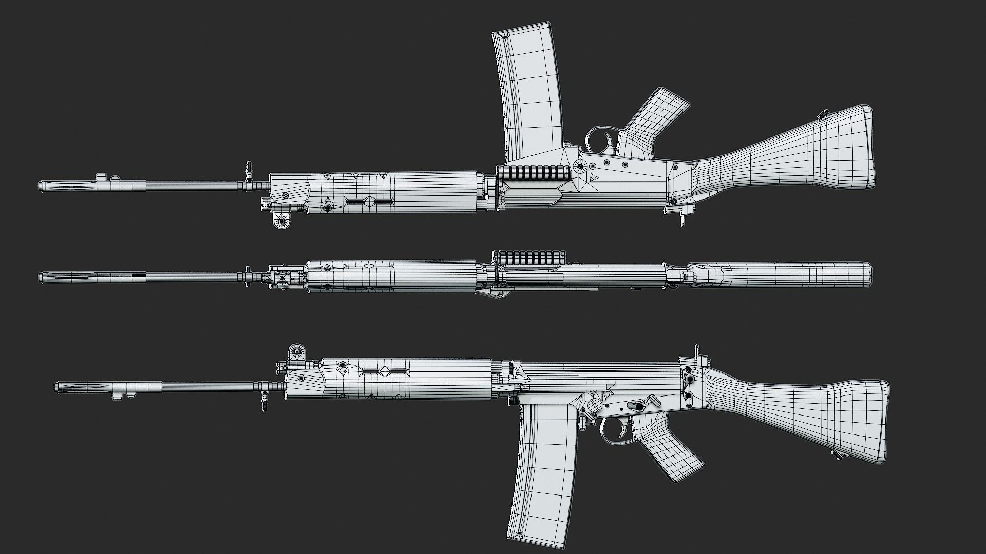 L1A1 Rifle Low-poly 3D model_7