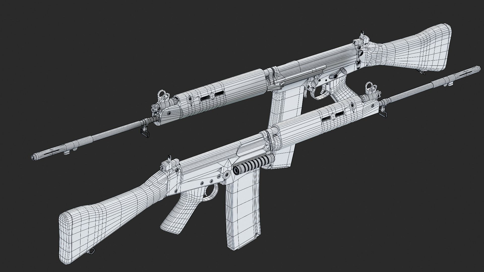 L1A1 Rifle Low-poly 3D model_6