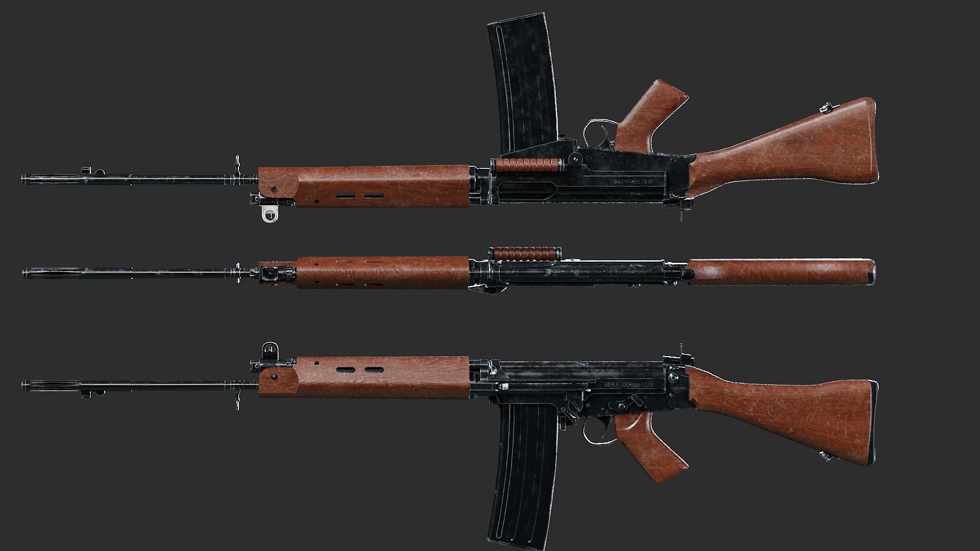 L1A1 Rifle Low-poly 3D model_2
