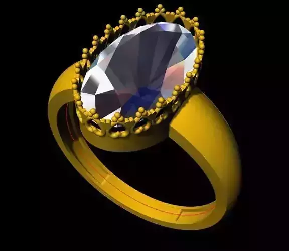 Oval Stone Ring 3dm file