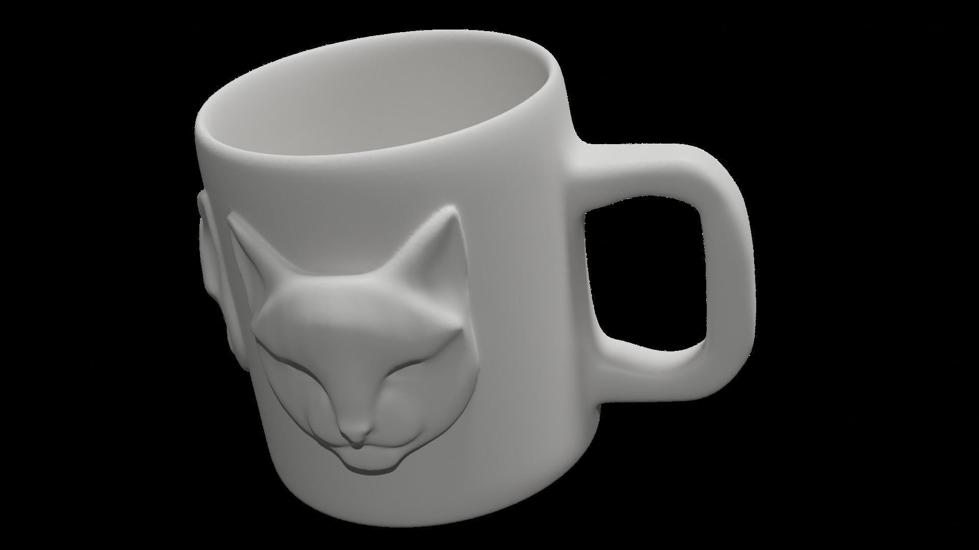 Cat Face Relief Mug 3D Model Cup 3D print model_5