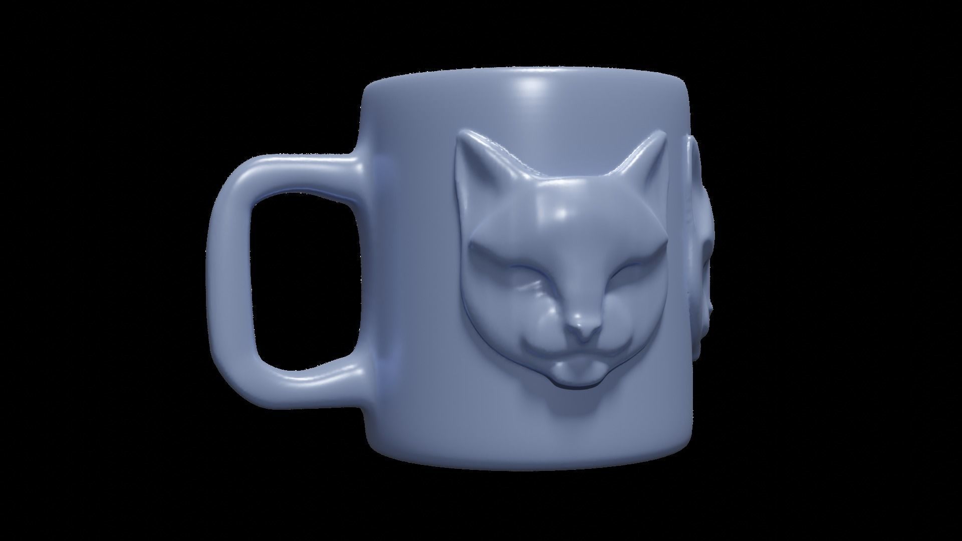 Cat Face Relief Mug 3D Model Cup 3D print model_9