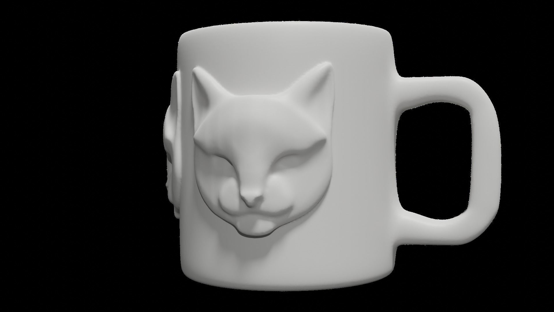 Cat Face Relief Mug 3D Model Cup 3D print model_3