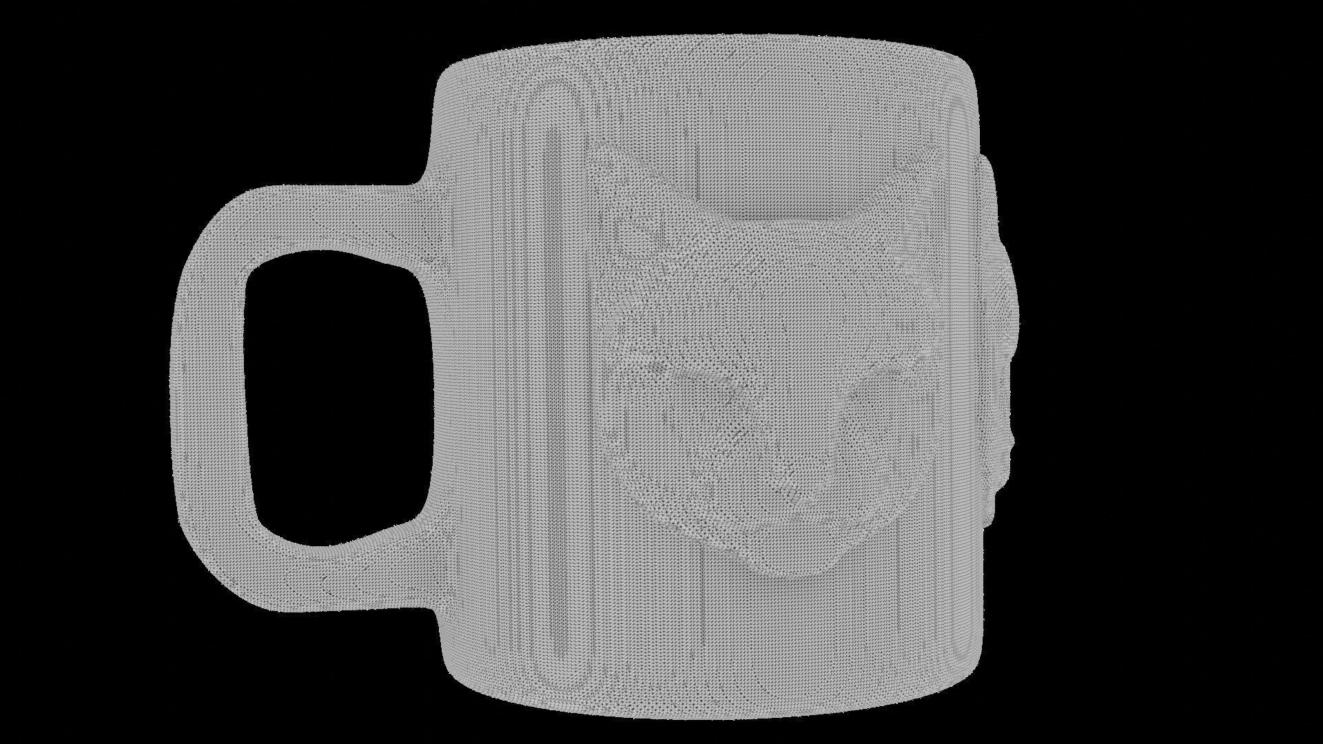 Cat Face Relief Mug 3D Model Cup 3D print model_6