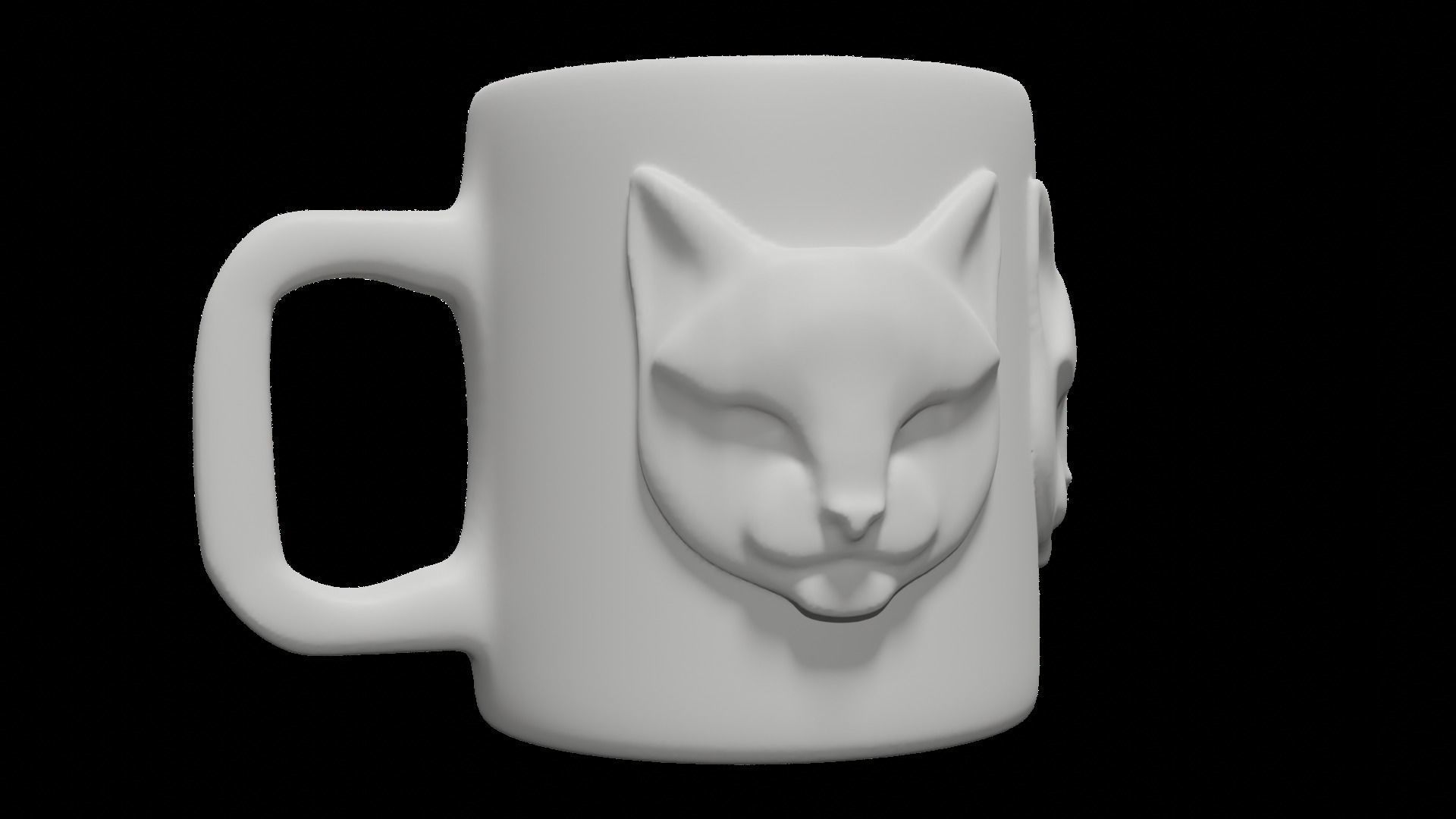 Cat Face Relief Mug 3D Model Cup 3D print model_1