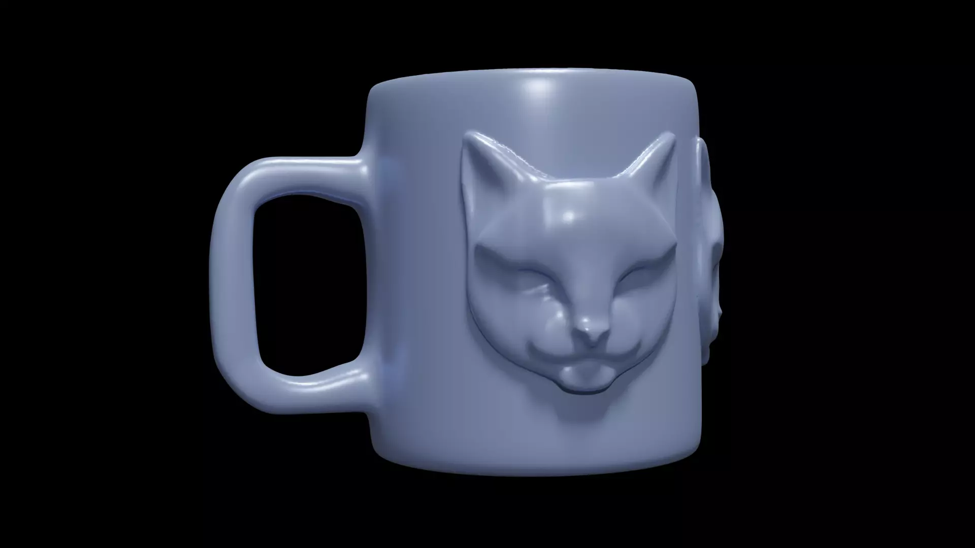 Cat Face Relief Mug 3D Model Cup 3D print model_0