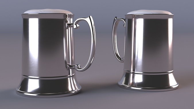 Stainless Steel Beer Stein with Beer 3D model 3