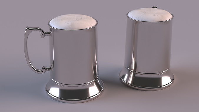 Stainless Steel Beer Stein with Beer 3D model 4