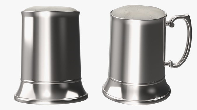 Stainless Steel Beer Stein with Beer 3D model 6