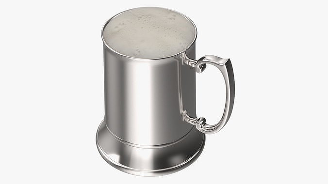 Stainless Steel Beer Stein with Beer 3D model 5
